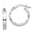 14k White Gold Small 3mm D/C Edge Polished Hoop Earrings