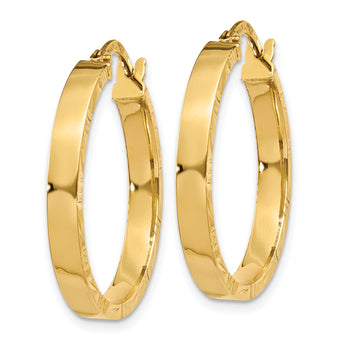 14k D/C Edge Medium 3mm Polished Hoop Earrings