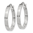 14k White Gold D/C Edge Medium 3mm Polished Hoop Earrings