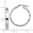 14k White Gold D/C Edge Medium 3mm Polished Hoop Earrings