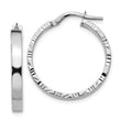 14k White Gold D/C Edge Medium 3mm Polished Hoop Earrings