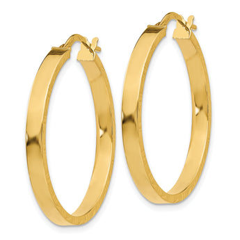 14k D/C Edge Large 3mm Polished Hoop Earrings