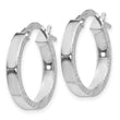 14k White Gold D/C Edge Large 3mm Polished Hoop Earrings