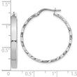 14k White Gold D/C Edge Large 3mm Polished Hoop Earrings