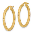 14K Polished and Grooved Round Hoop Earrings