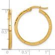 14K Polished and Grooved Round Hoop Earrings