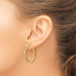 14K Polished and Grooved Round Hoop Earrings
