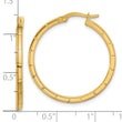 14K Polished and Grooved Round Hoop Earrings