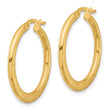 14K Polished and Scratch Finish Round Hoop Earrings