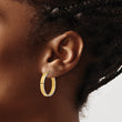 14K w/Rhodium Polished and D/C Hoop In/Out Hoop Earrings