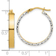 14K w/Rhodium Polished and D/C Hoop In/Out Hoop Earrings