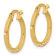 14k Polished and Textured Square Tube Hoop Earrings