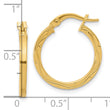 14k Polished and Textured Square Tube Hoop Earrings