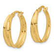 14K Polished Grooved Round Hoop Earrings