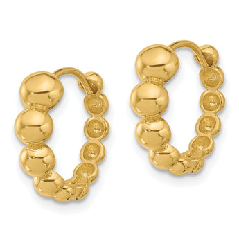 14K Polished Beaded Hoop Earrings