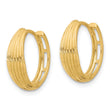 14K Polished and Grooved Hinged Hoop Earrings