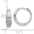 14K White Gold Polished and Grooved Hinged Hoop Earrings