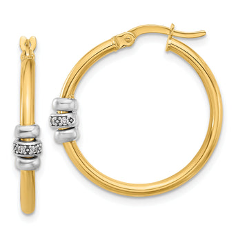 14K Two-tone Polished CZ Hoop Earrings