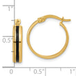 14K Polished with Black Enamel Hoop Earrings