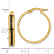 14K Polished with Black Enamel Hoop Earrings