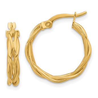 14K Polished Braided Hoop Earrings