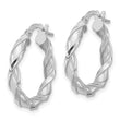 14K White Gold Polished Twisted Hoop Earrings