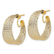 14K Two-tone Braided Mesh Stretch Post Hoop Earrings