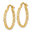 14K Polished Curb Link Design Hoop Earrings