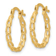 14K Polished Curb Link Design Hoop Earrings