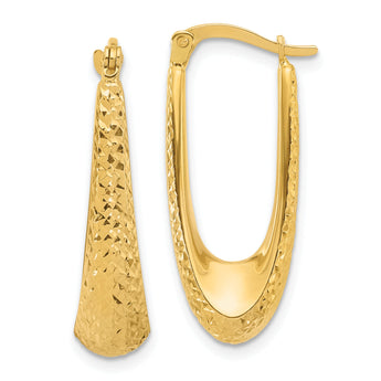 14K Polished and Diamond-cut Hoop Earrings