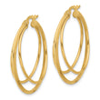 14K Polished and Textured Triple Row Hoop Earrings