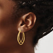 14K Polished and Textured Triple Row Hoop Earrings