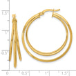 14K Polished and Textured Triple Row Hoop Earrings