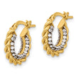 14K Polished with Crystals Twisted Hoop Earrings