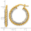 14K Polished with Crystals Twisted Hoop Earrings