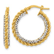 14K Polished with Crystals Twisted Hoop Earrings