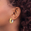 14K w/Rhodium Polished and D/C Hoop In/Out Hoop Earrings
