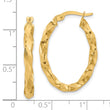 14K Polished and D/C Twisted Oval Hoop Earrings