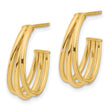 14K Polished 3-Row J-Hoop Post Earrings