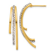 14K Polished with Crystals 3-Row Drop Post Earrings