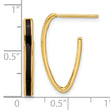 14K Polished with Black Enamel Oval J-hoop Post Earrings