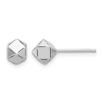 14K White Gold Polished Geometric Ball Post Earrings - Birthstone Company