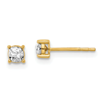 14K w/Rhodium Polished and D/C Post Earrings