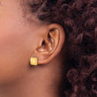 14K Polished Hollow Puffed Square Post Earrings