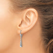 14K White Gold Polished/Diamond-cut Dangle Leverback Earrings