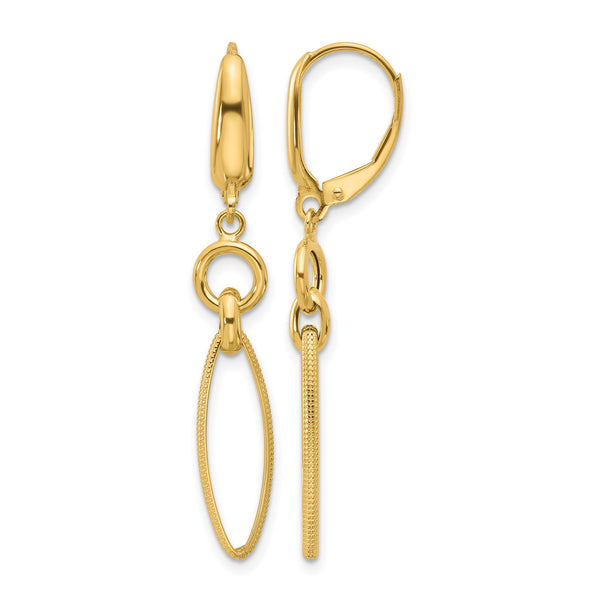 14K Polished/Textured Dangle Earrings - Birthstone Company