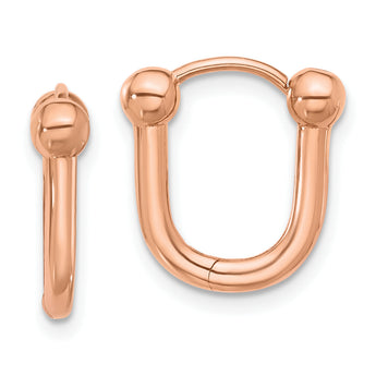 14K Rose Gold Polished Hinged Hoop Earrings