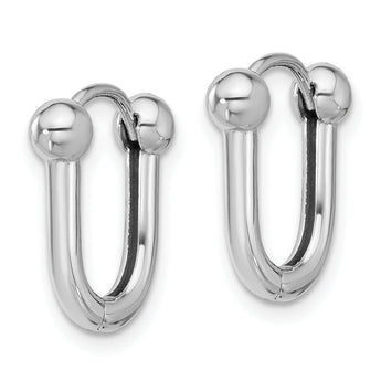 14K White Gold Polished Hinged Hoop Earrings