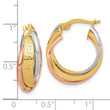 14K Tri-Color Polished with Textured Design Hoop Earrings