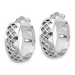 14K White Gold Polished and Brushed Fancy Hoop Earrings